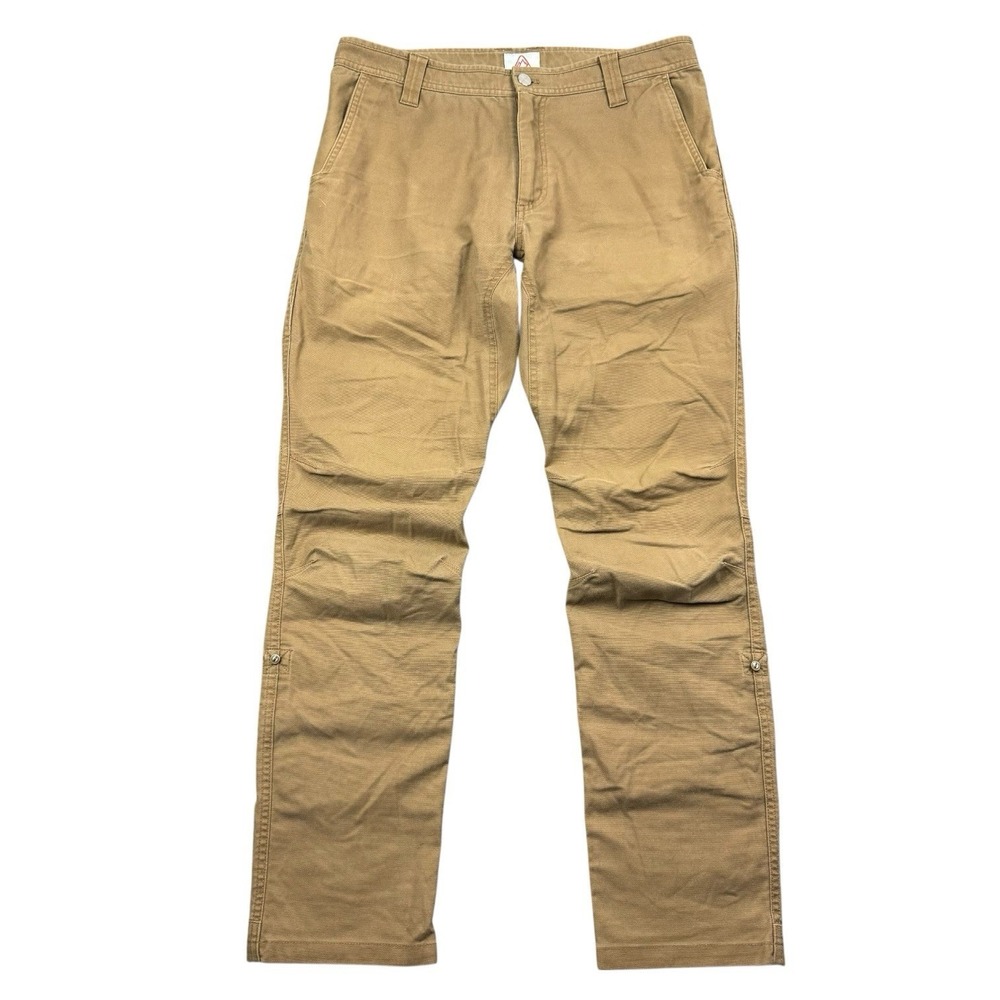 LIVSN Flex Canvas Pants Mens 32x32 Brown Utility Hiking Outdoor Roll‎ Tab